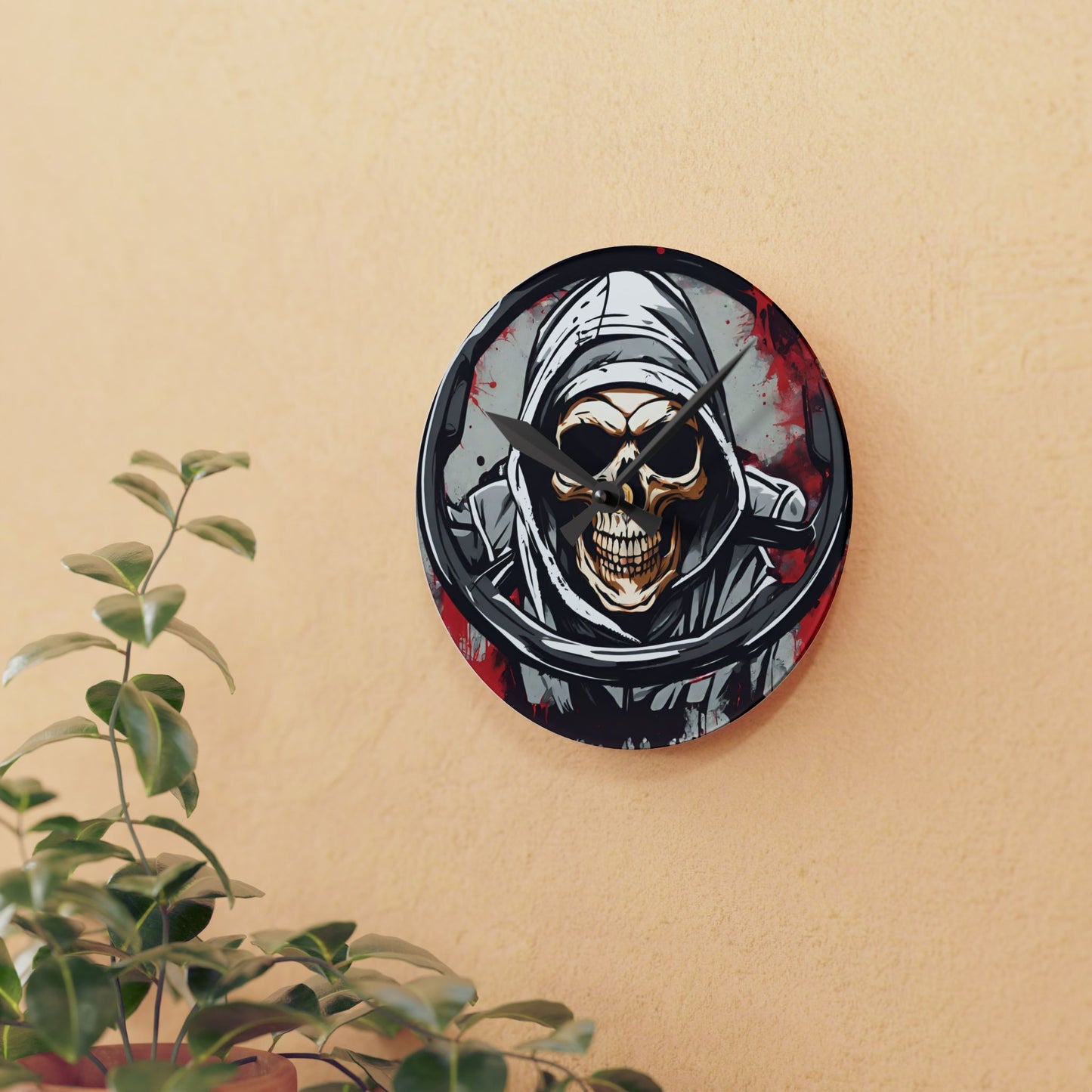 Grim Reaper Steering Wheel-Acrylic Wall Clock Printify by The Night Shift Automotive Apparel