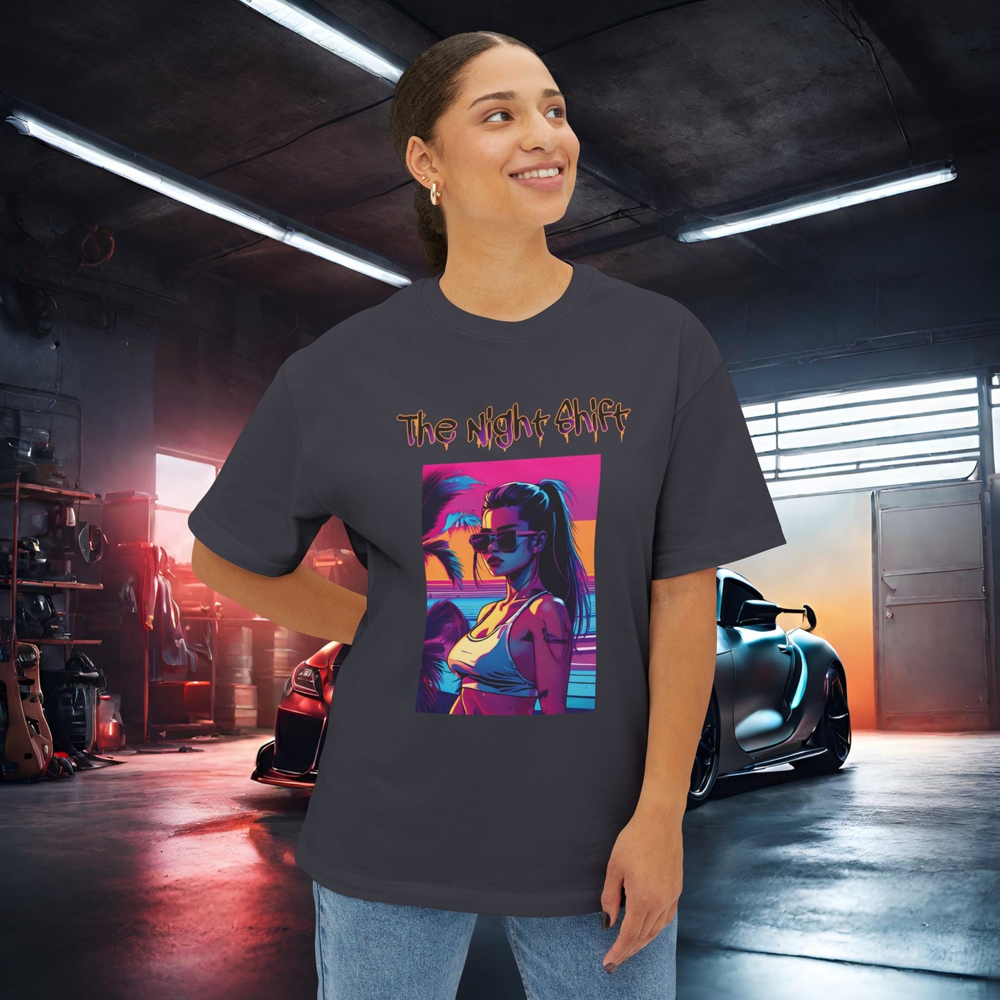 Heatwave-Premium, Ultra Soft Unisex Oversized Boxy Tee Printify by The Night Shift Automotive Apparel