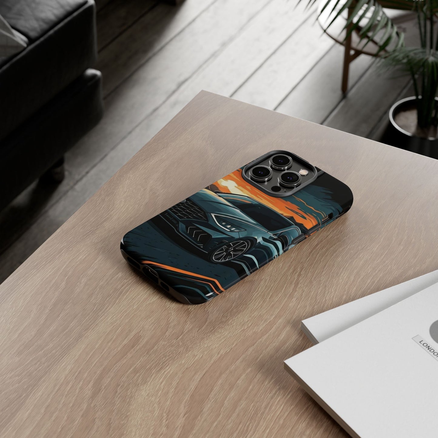 Hyundai Sonata-Sunset Drive-Dual Layer Ultra Tough Phone Case iPhone 14 Pro Glossy Printify by The Night Shift Automotive Apparel