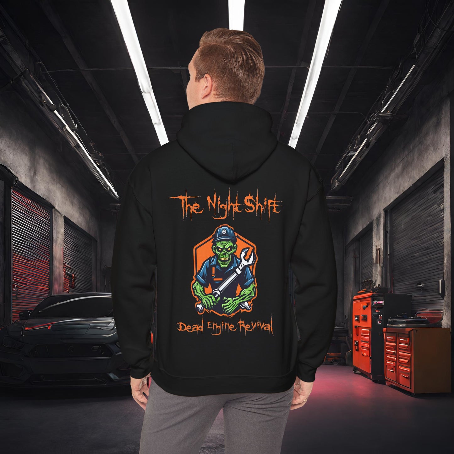 Zombie Dead Engine Revival-Ultra Soft, Premium Hoodie Black Printify by The Night Shift Automotive Apparel