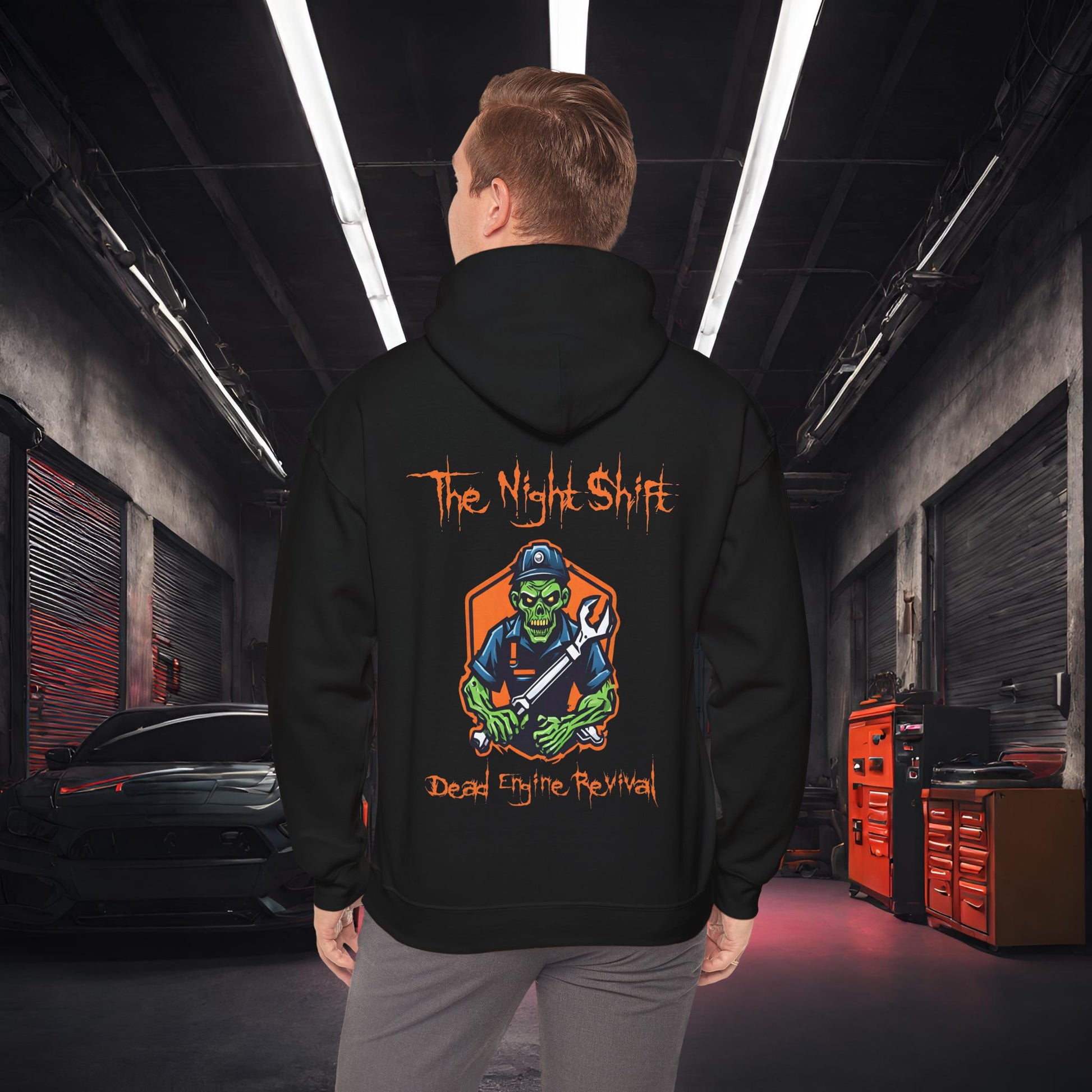 Zombie Dead Engine Revival-Ultra Soft, Premium Hoodie Black Printify by The Night Shift Automotive Apparel