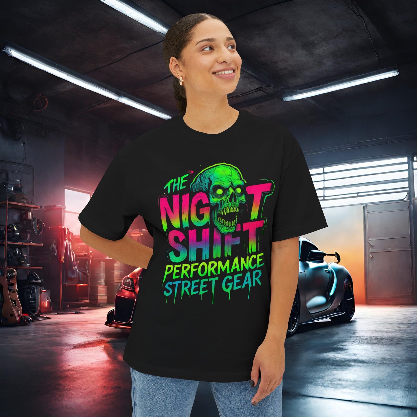The Night Shift-Premium, Ultra Soft Unisex Oversized Boxy Tee Printify by The Night Shift Automotive Apparel