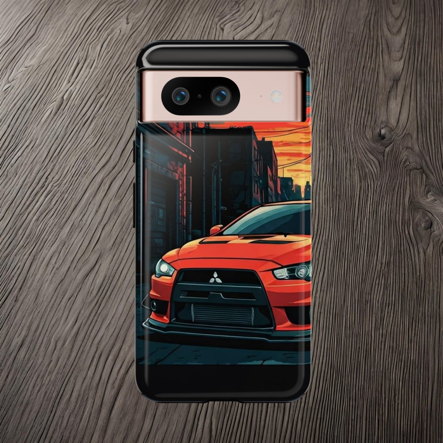 Mitsubishi Evo X Street Life-Dual Layer Ultra Tough Phone Case Google Pixel 8 Glossy Printify by The Night Shift Automotive Apparel