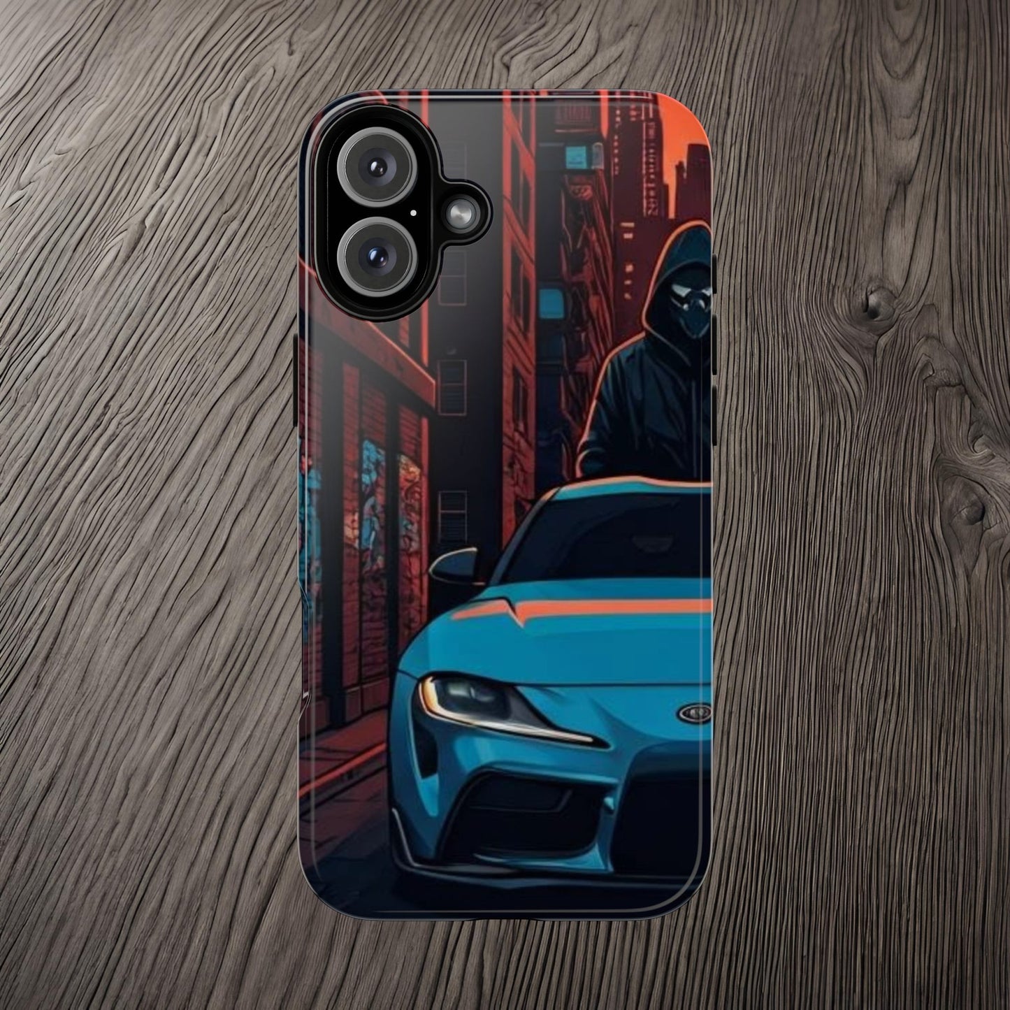 Toyota Supra MK-V Street Life-Dual Layer Ultra Tough Phone Case iPhone 16 Plus Glossy Printify by The Night Shift Automotive Apparel