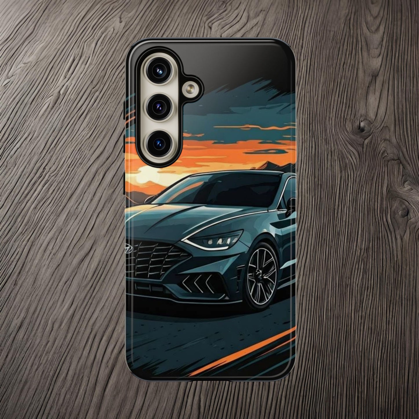 Hyundai Sonata-Sunset Drive-Dual Layer Ultra Tough Phone Case Samsung Galaxy S24 Glossy Printify by The Night Shift Automotive Apparel