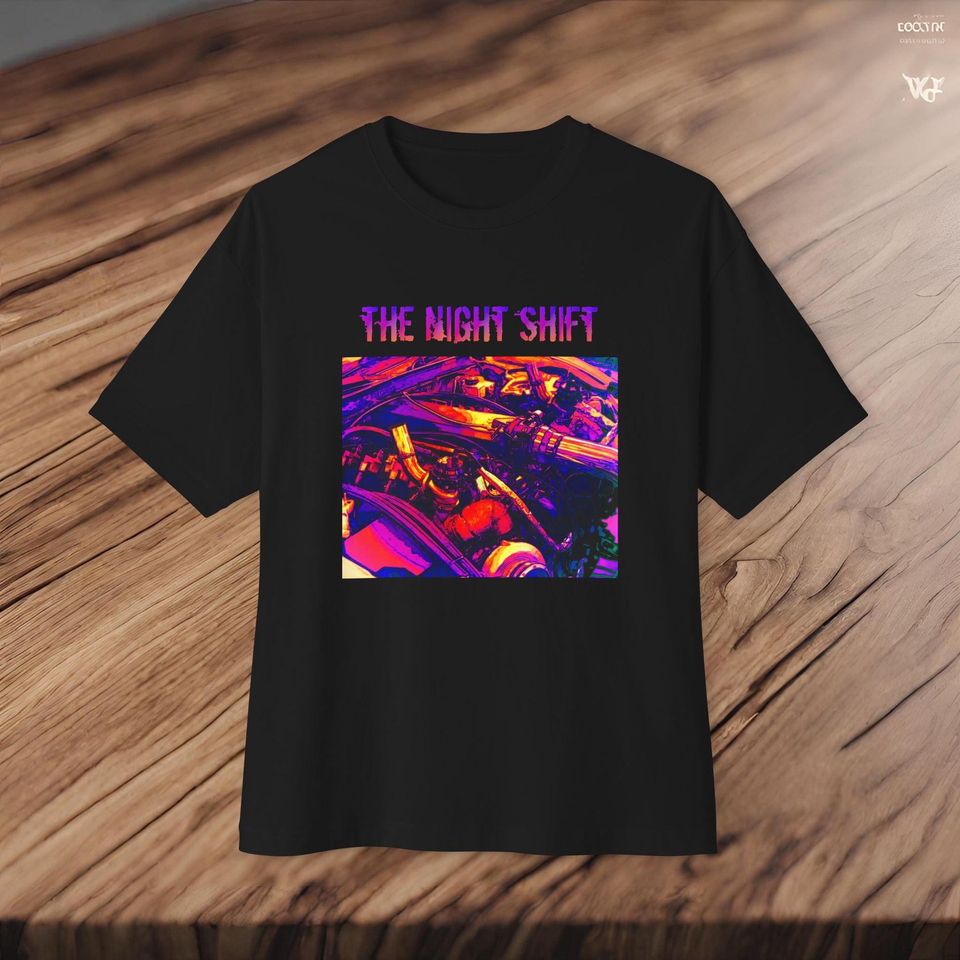 LS-X Twin Turbo Synthwave-Premium, Ultra Soft Unisex Oversized Boxy Tee Printify by The Night Shift Automotive Apparel