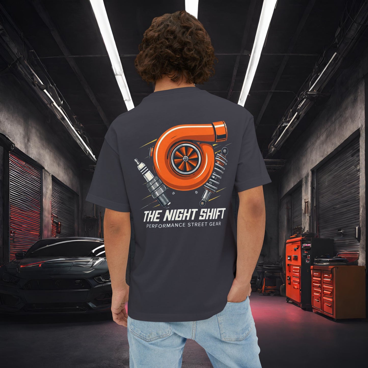 The Night Shift Essentials-Ultra Soft, Premium Unisex Oversized Boxy Tee Dark Grey Printify by The Night Shift Automotive Apparel