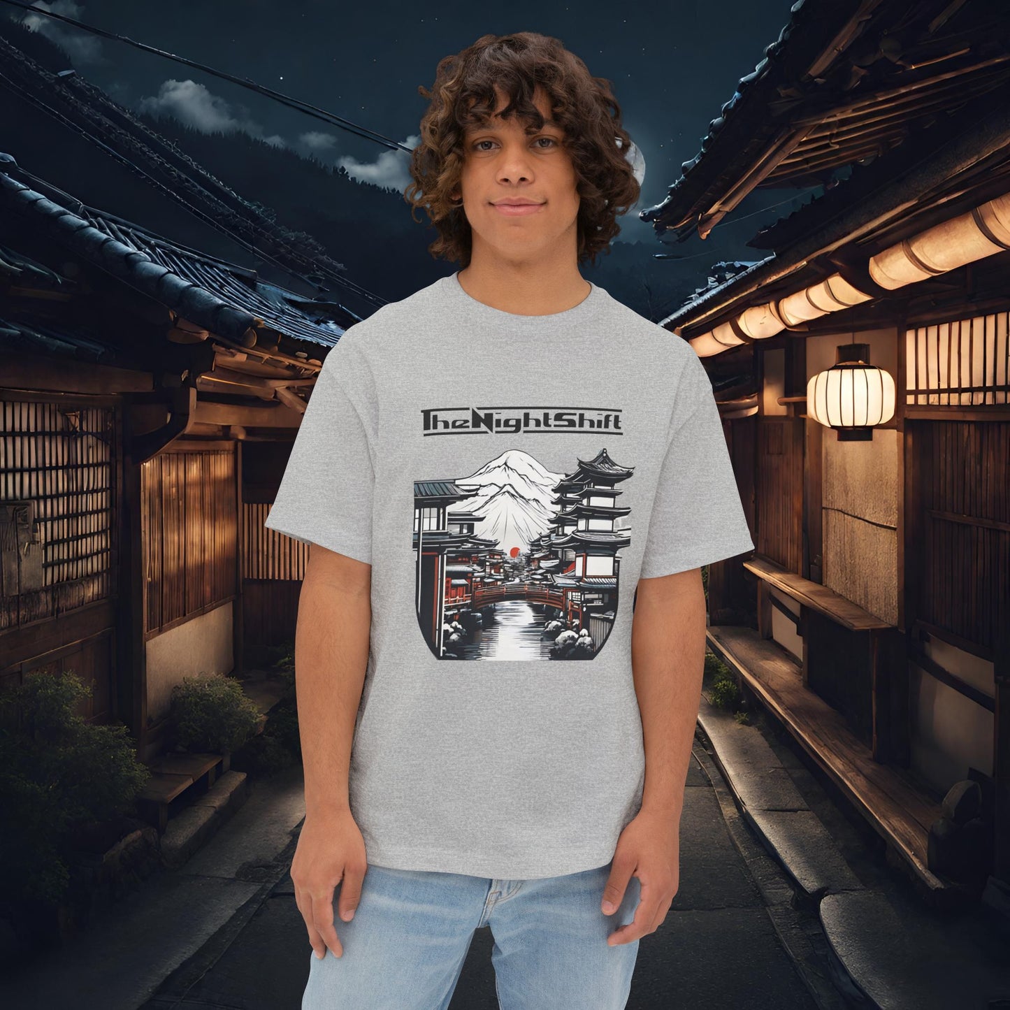 Mt Fuji-Premium, Ultra Soft Unisex Oversized Boxy Tee Athletic Heather Printify by The Night Shift Automotive Apparel