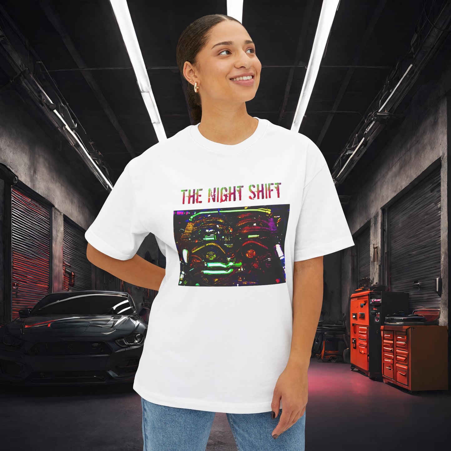 VG30DETT Synthwave-Premium, Ultra Soft Unisex Oversized Boxy Tee Printify by The Night Shift Automotive Apparel