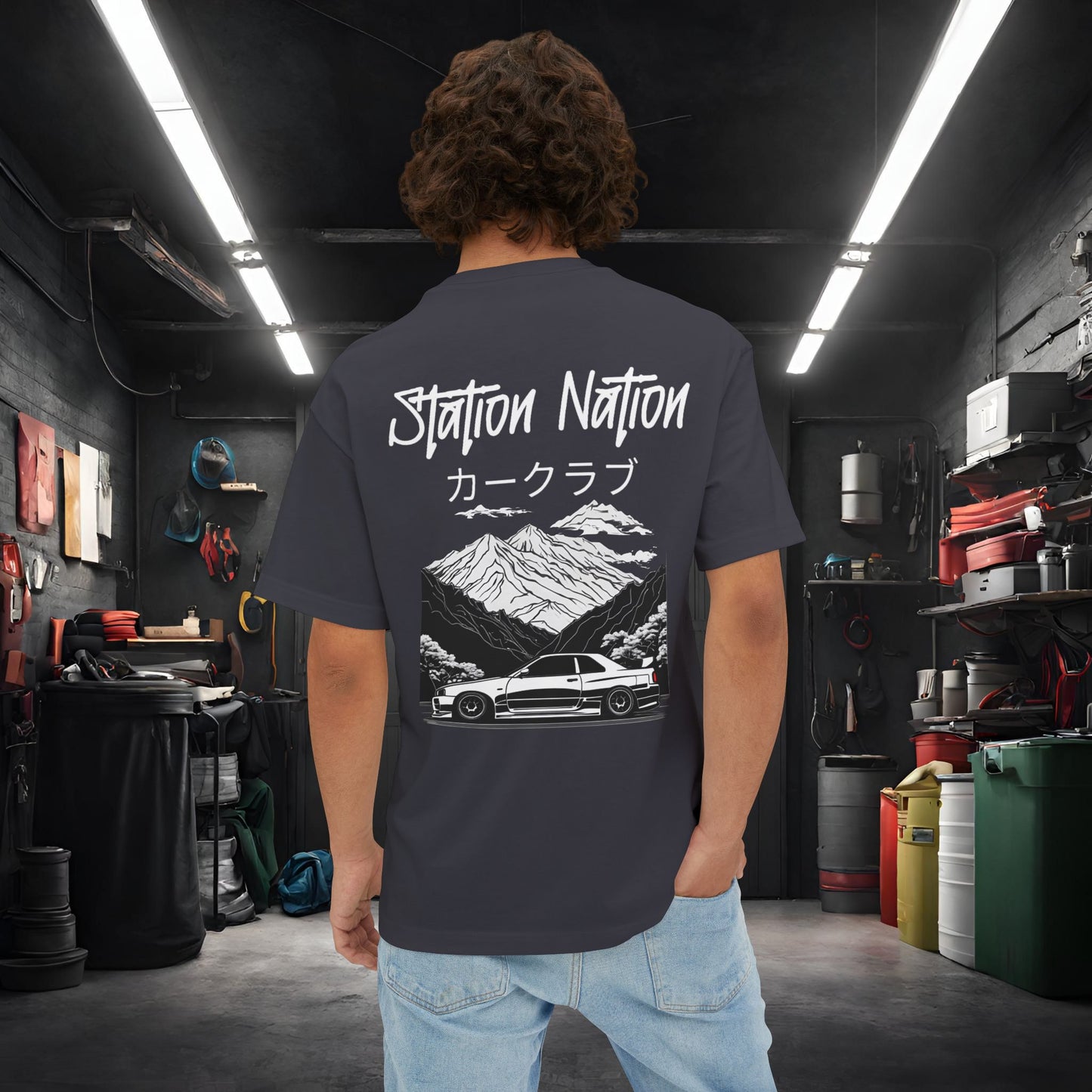 Station Nation-Premium, Ultra Soft Unisex Oversized Boxy Tee Printify by The Night Shift Automotive Apparel