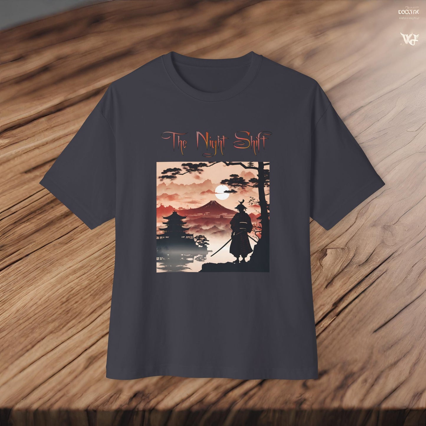 Samurai Volcano Silhouette-Premium, Ultra Soft Unisex Oversized Boxy Tee Printify by The Night Shift Automotive Apparel