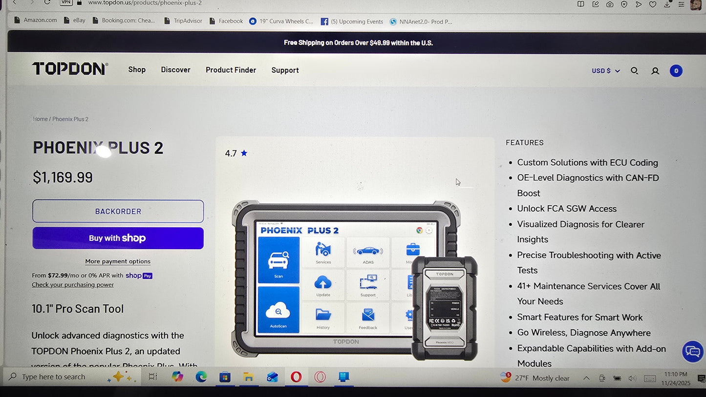 TOPDON Phoenix Plus 2 Automotive OBD2 Diagnostic Scan Tool/ECU Coding/Scan VAG/Bi-Directional Professional Scanner
