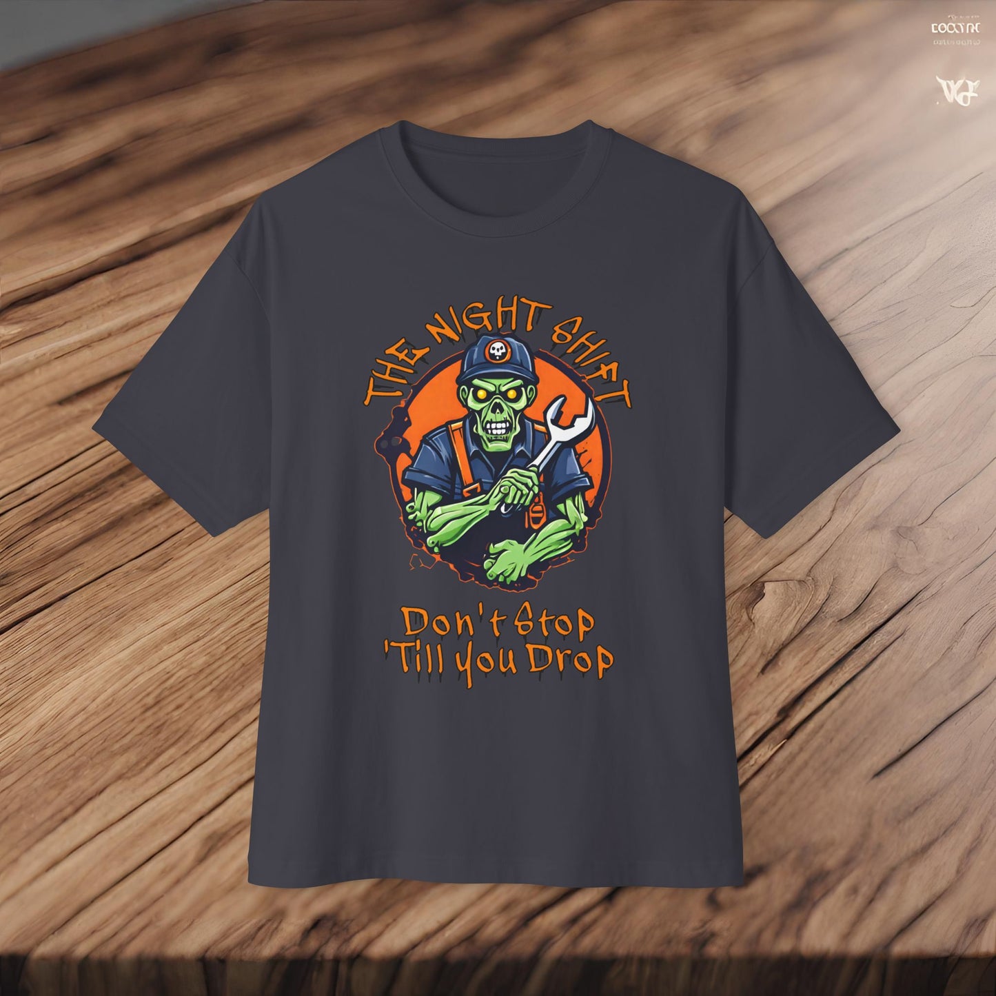The Night Shift Zombie Mechanic-Premium, Ultra Soft Unisex Oversized Boxy Tee Printify by The Night Shift Automotive Apparel