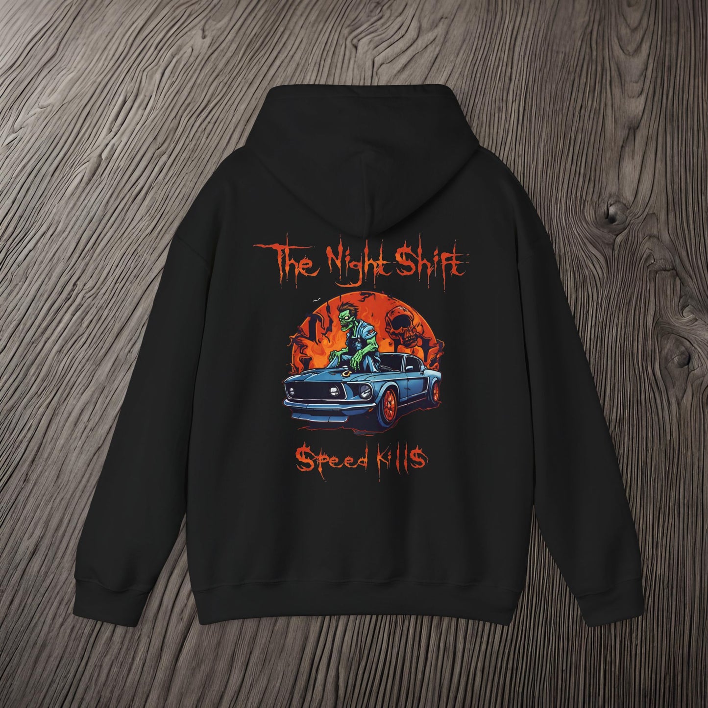 Speed Kills Zombie Mustang-Ultra Soft, Premium Hoodie Printify by The Night Shift Automotive Apparel