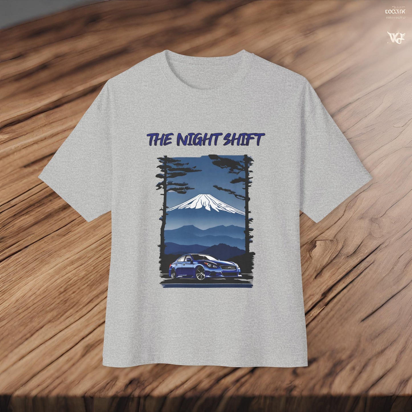 Infiniti G37 Sedan Mt Fuji-Premium, Ultra Soft Unisex Oversized Boxy Tee Printify by The Night Shift Automotive Apparel