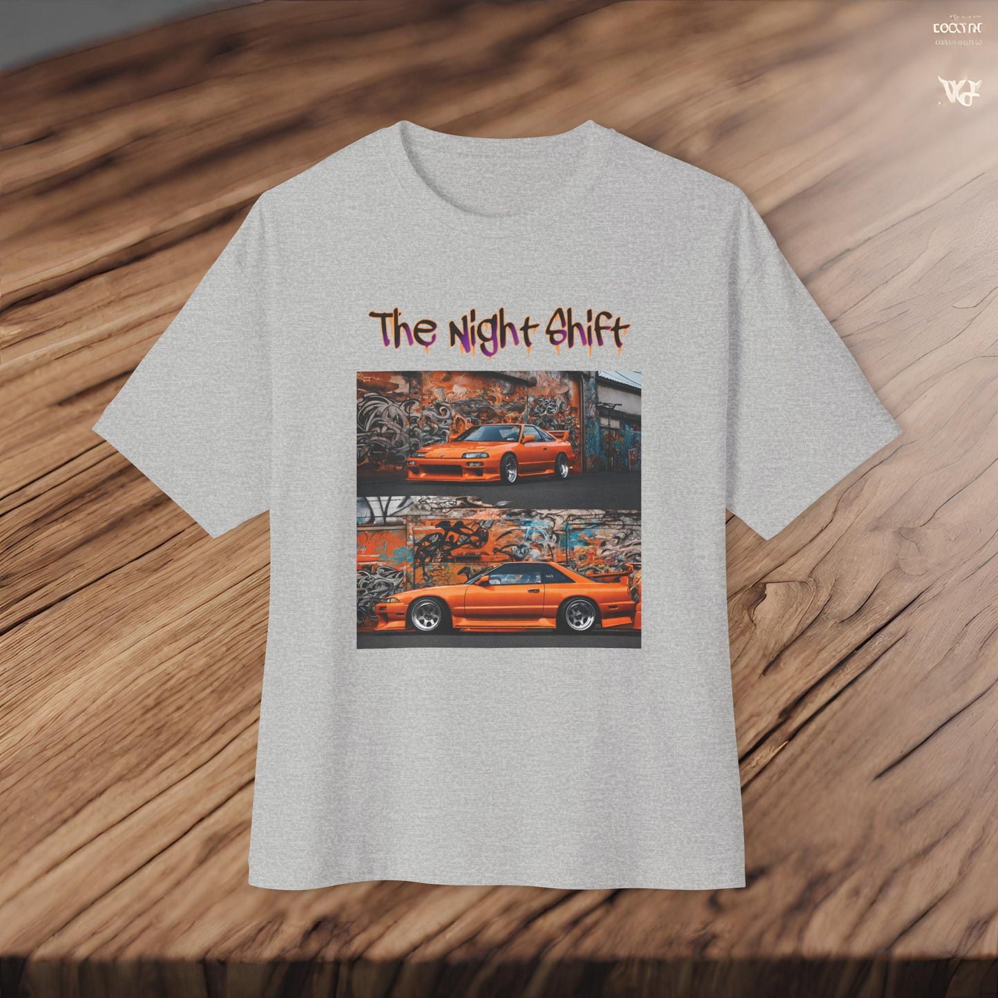 Nissan 240sx Double Stack Graffiti-Premium, Ultra Soft Unisex Oversized Boxy Tee Printify by The Night Shift Automotive Apparel