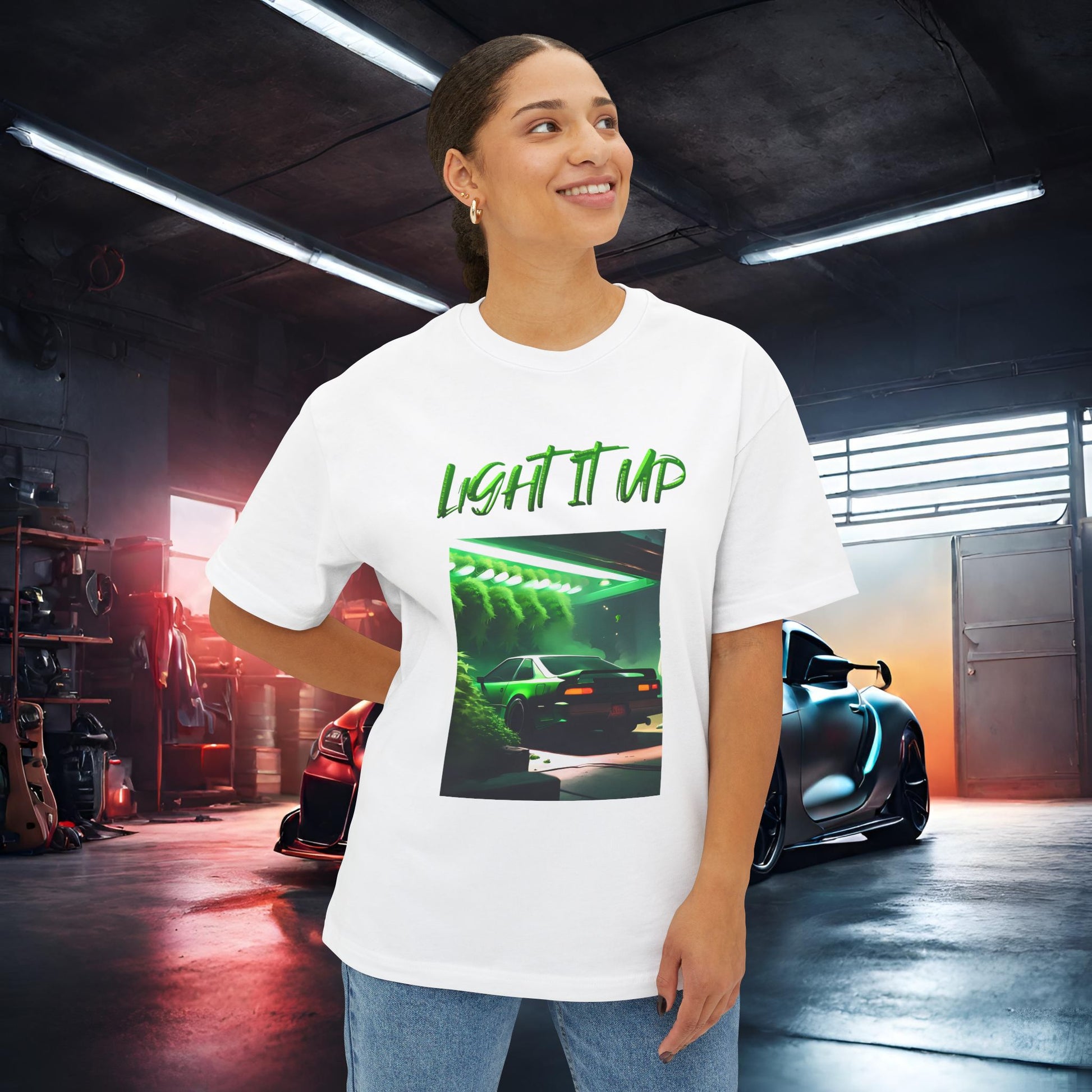 Light It Up-Premium, Ultra Soft Unisex Oversized Boxy Tee Printify by The Night Shift Automotive Apparel
