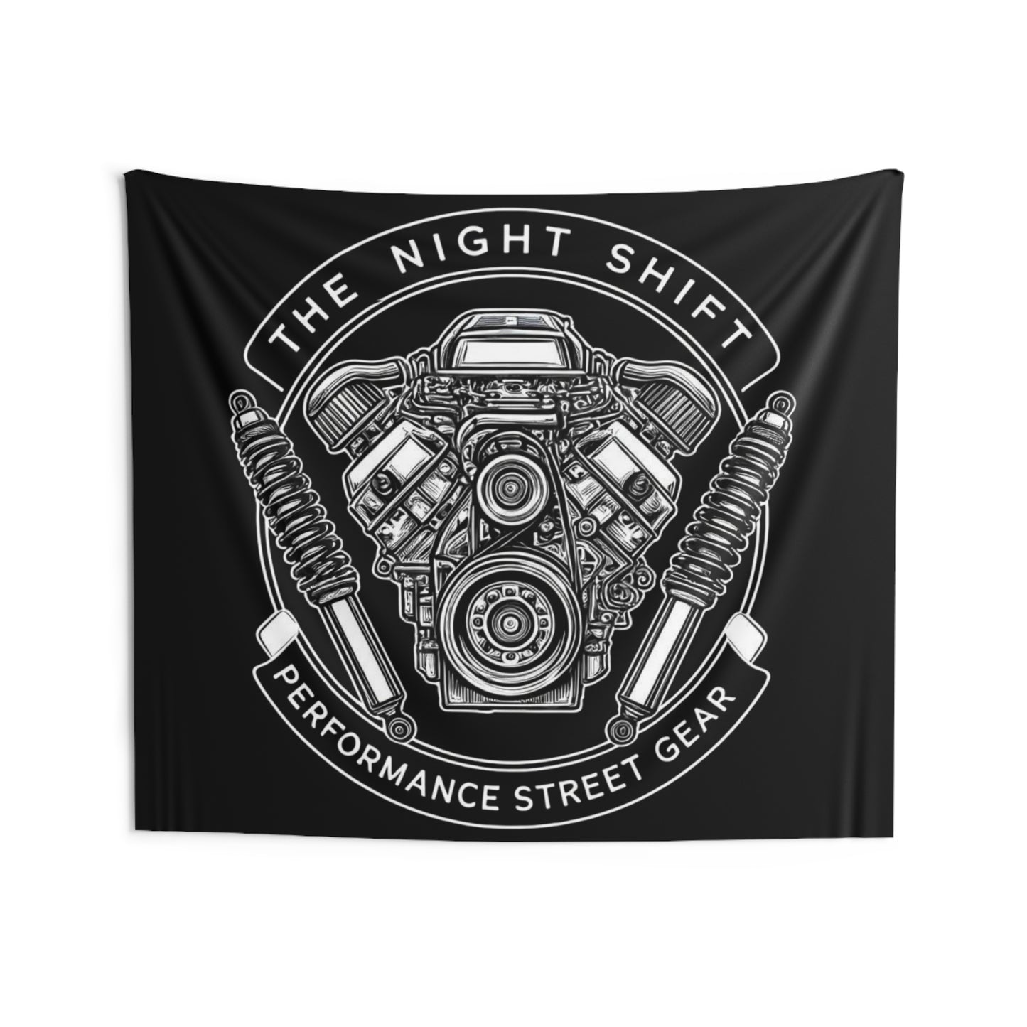 The Night Shift Indoor Wall Tapestries - Shop Banner 80" × 68" Printify by The Night Shift Automotive Apparel
