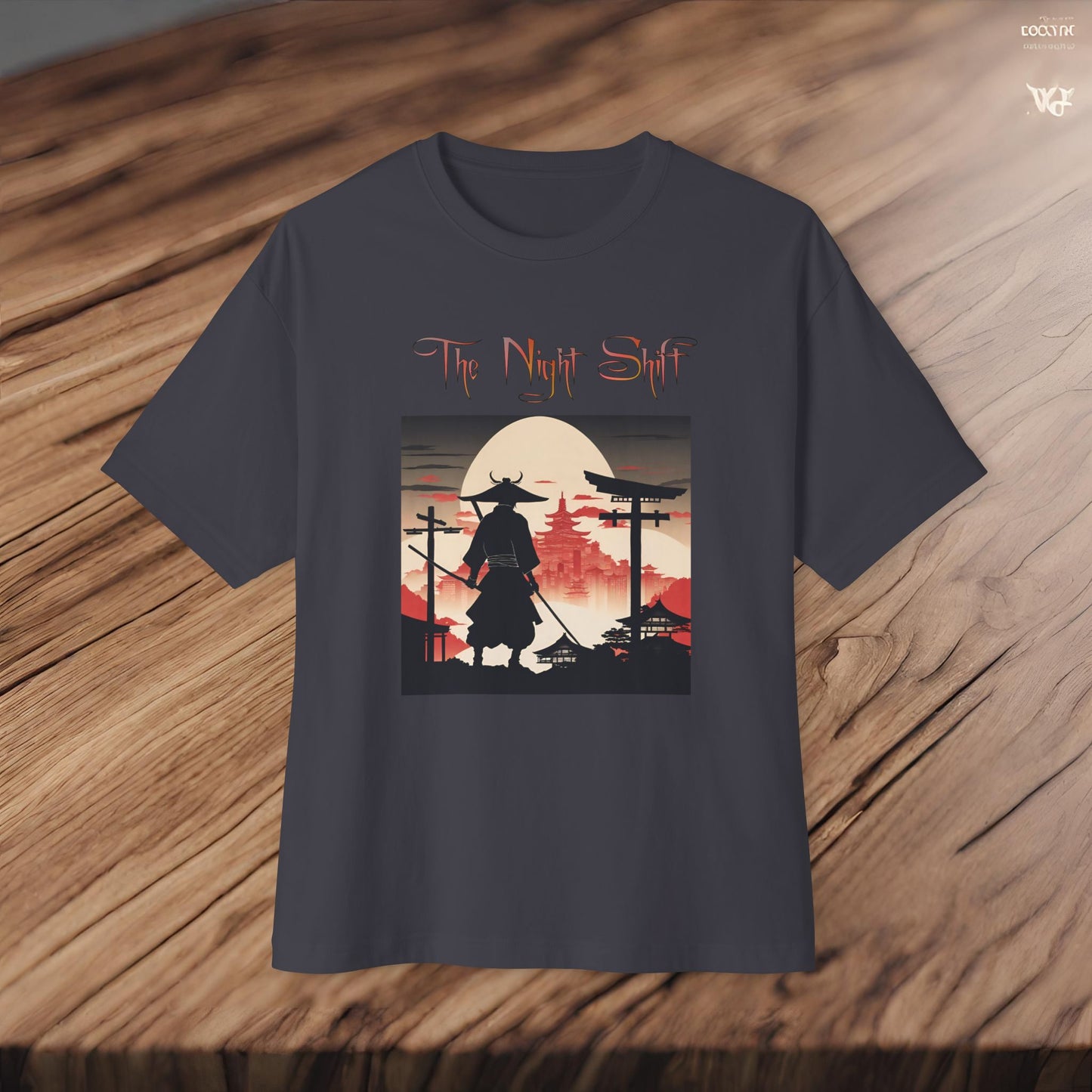 Samurai Full Moon Silhouette-Premium, Ultra Soft Unisex Oversized Boxy Tee Printify by The Night Shift Automotive Apparel