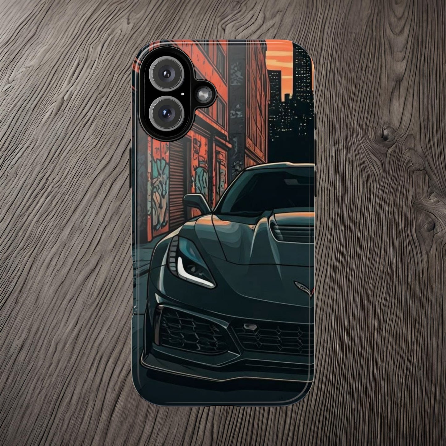 Chevy Corvette C7 Street Life-Dual Layer Ultra Tough Phone Case iPhone 16 Plus Glossy Printify by The Night Shift Automotive Apparel