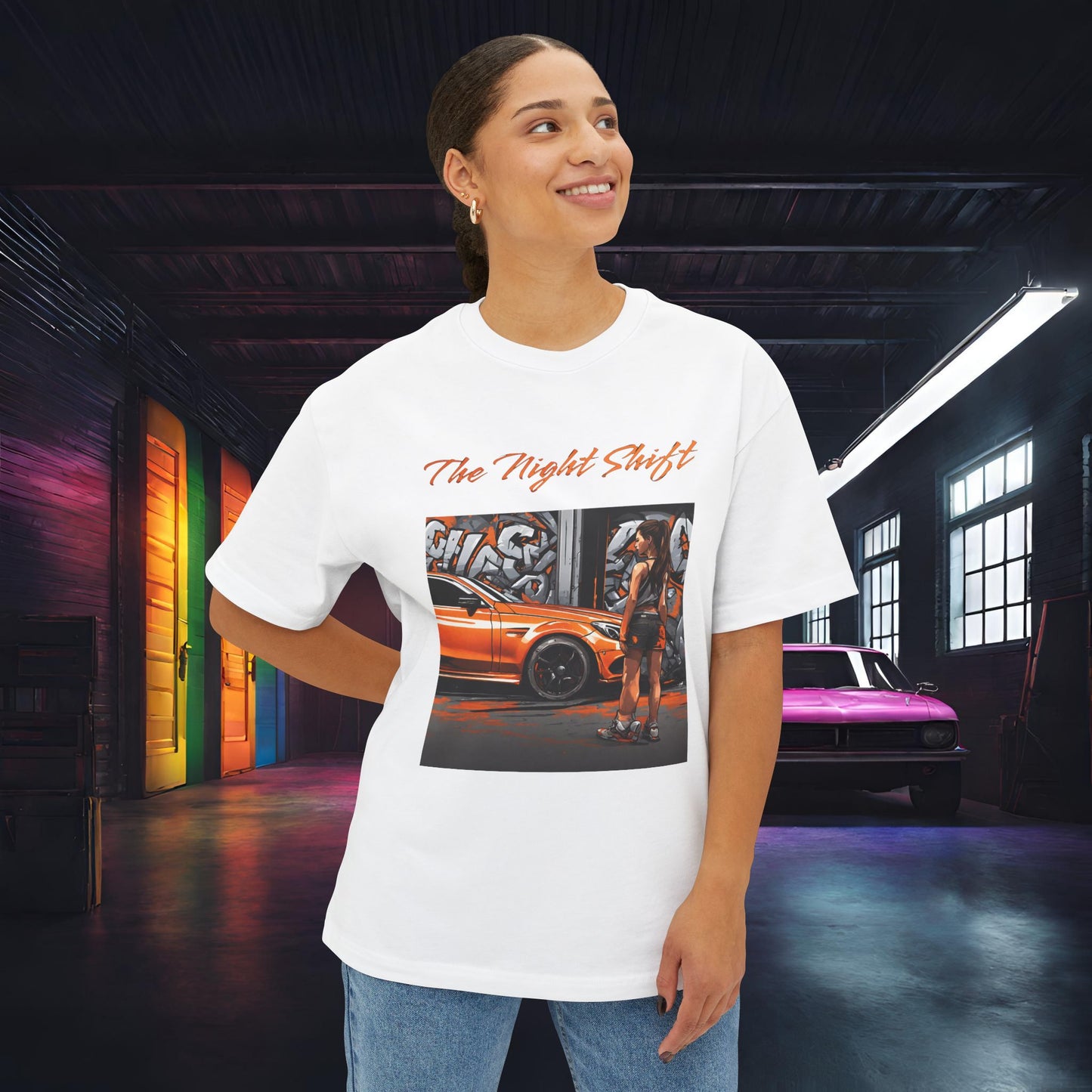 Mercedes-Benz C63 AMG Graffiti-Premium, Ultra Soft Unisex Oversized Boxy Tee Printify by The Night Shift Automotive Apparel
