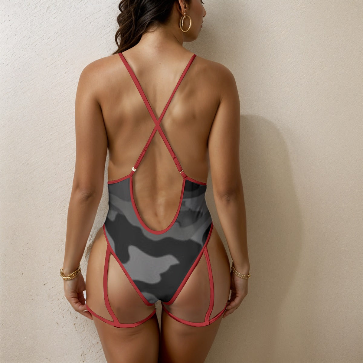Black Camo-Women's Sexy Lace One Piece Bathing Suit (Red Lace) Yoycol by The Night Shift Automotive Apparel