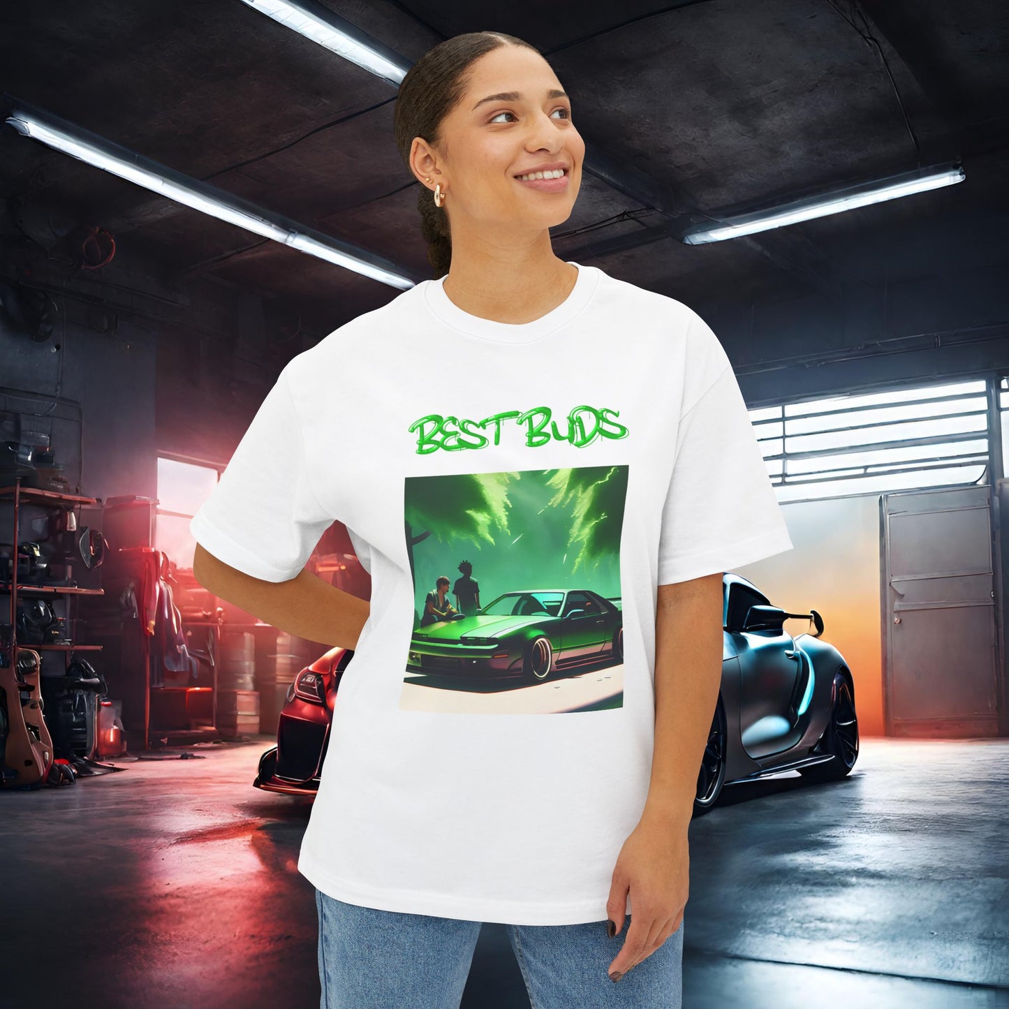Best Buds-Premium, Ultra Soft Unisex Oversized Boxy Tee Printify by The Night Shift Automotive Apparel