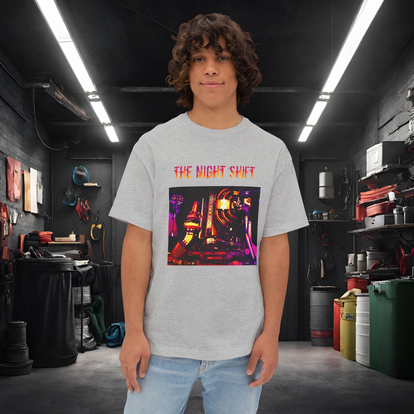 M20B30 Synthwave-Premium, Ultra Soft Unisex Oversized Boxy Tee Athletic Heather Printify by The Night Shift Automotive Apparel