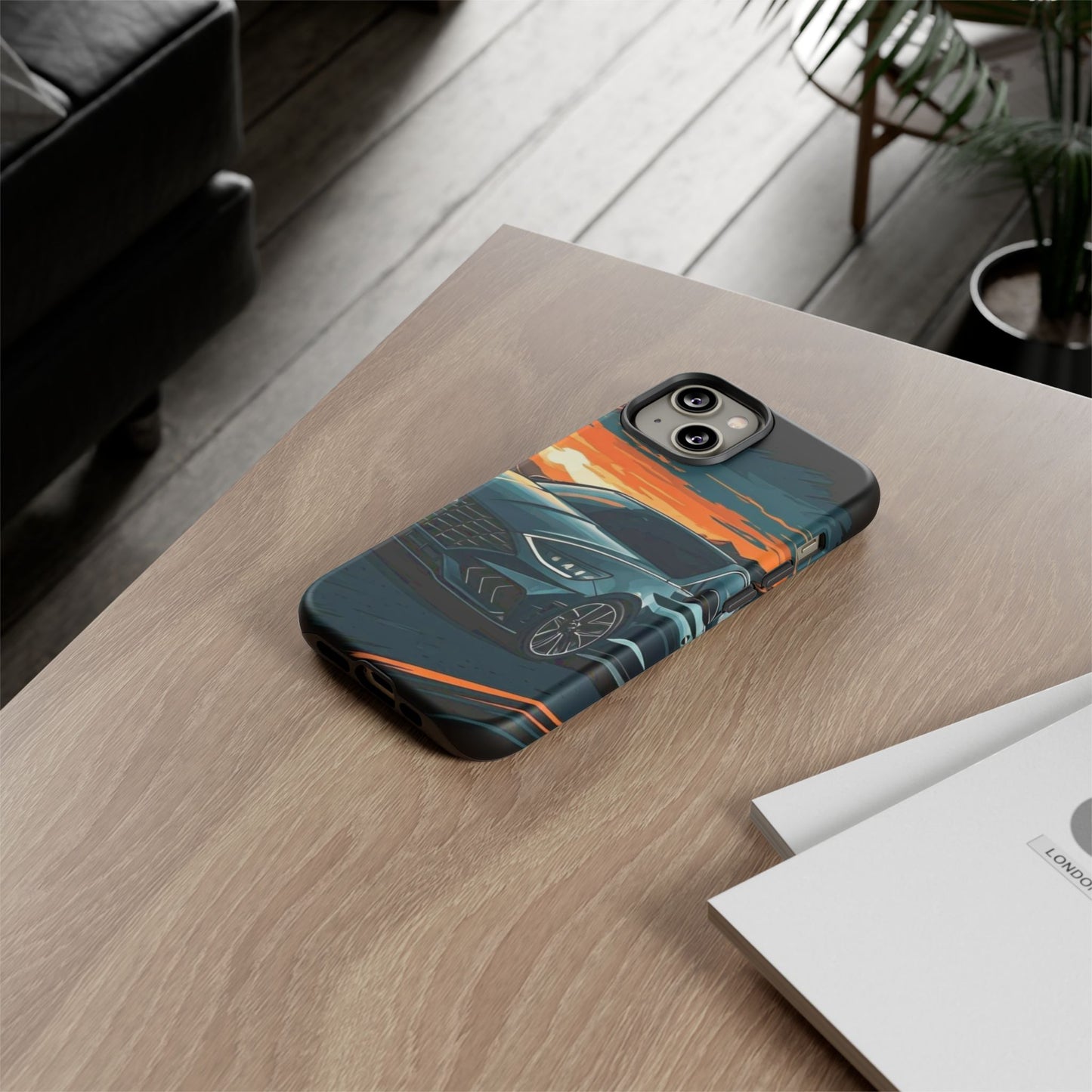 Hyundai Sonata-Sunset Drive-Dual Layer Ultra Tough Phone Case iPhone 14 Matte Printify by The Night Shift Automotive Apparel
