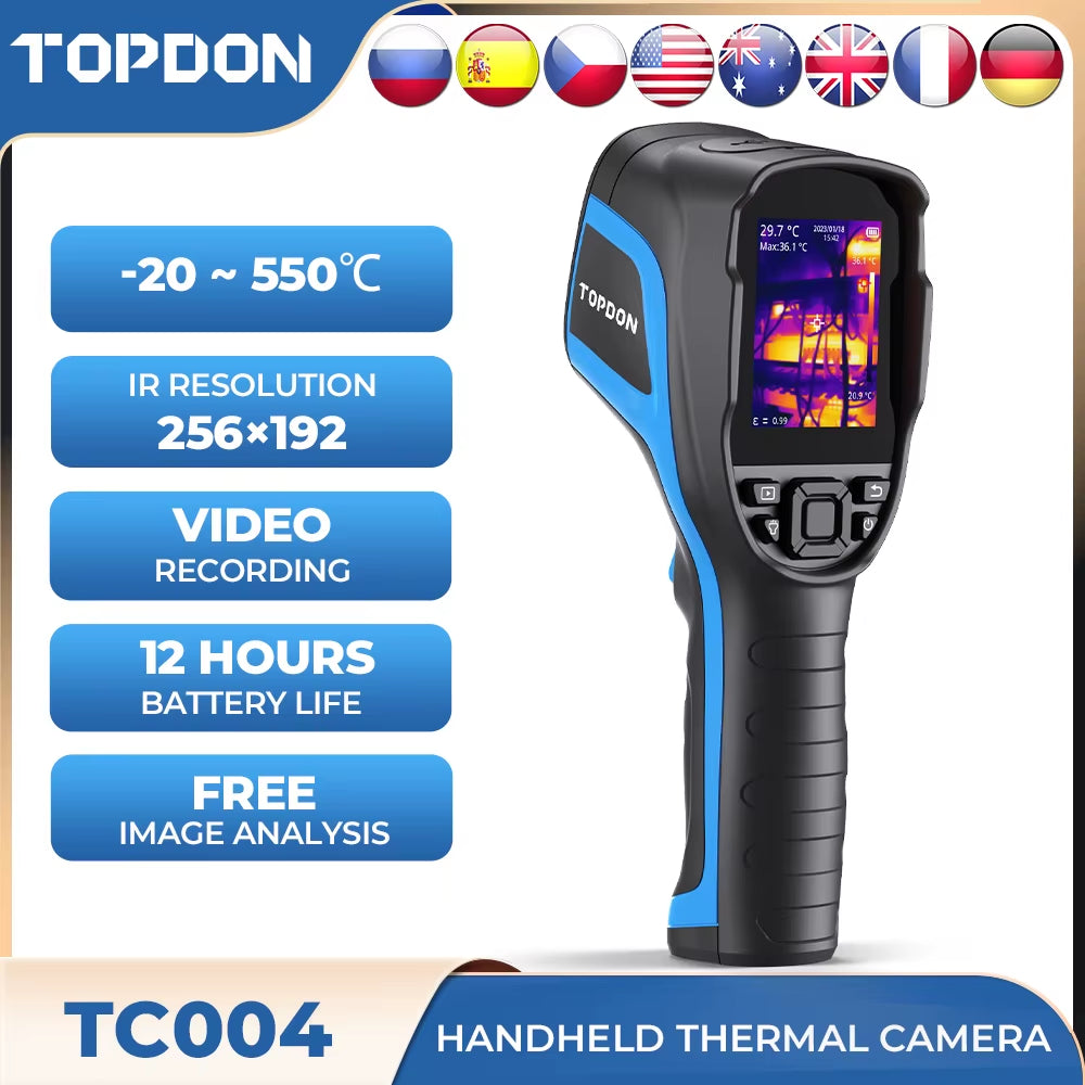 TOPDON TC004 Handheld Infrared Thermal Imaging Camera With Integrated PC Image Analysis-High Resolution Accuracy 256x192 TC004 Us Plug Topdon by The Night Shift Automotive Apparel