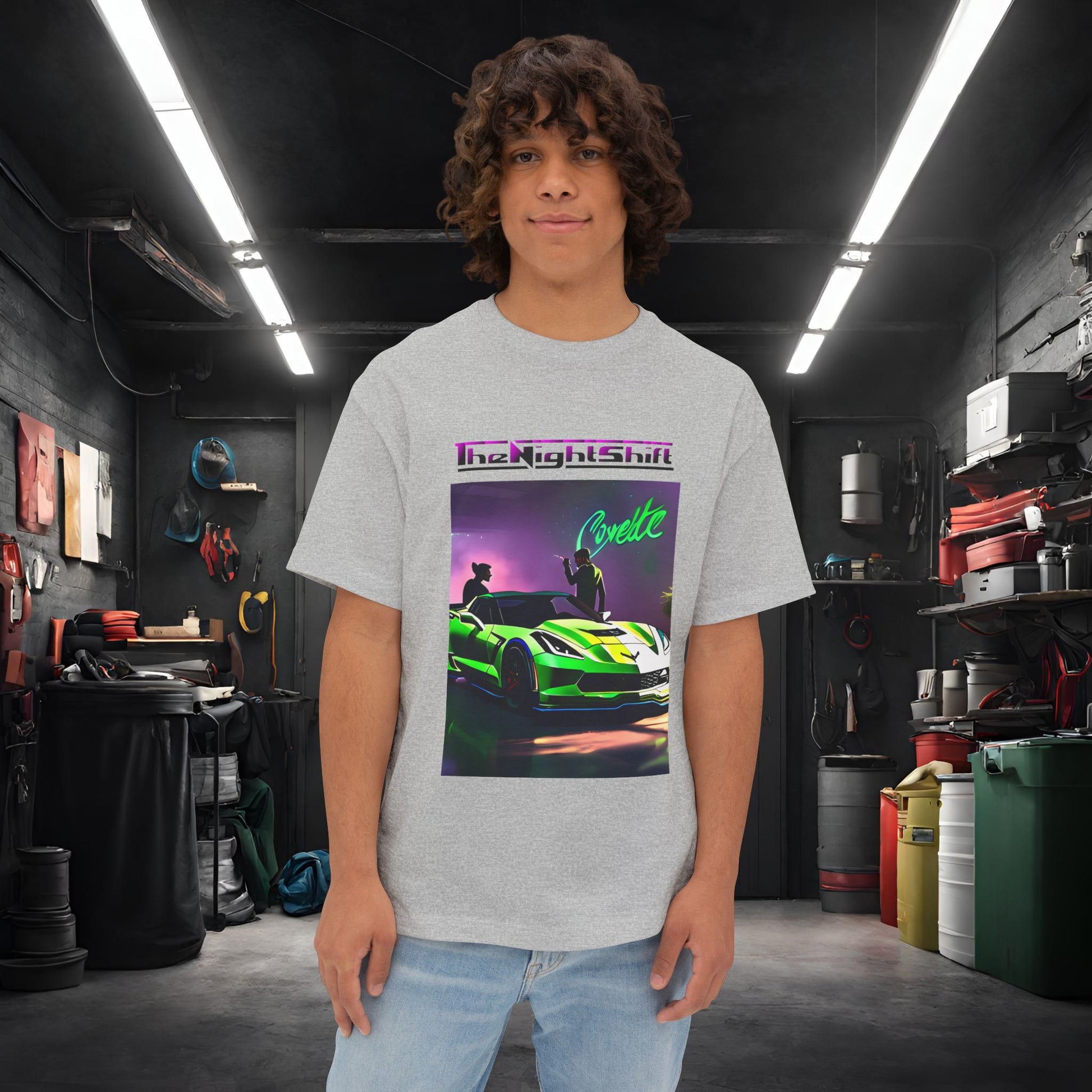 Chevy C7 Corvette-Premium, Ultra Soft Unisex Oversized Boxy Tee Athletic Heather Printify by The Night Shift Automotive Apparel