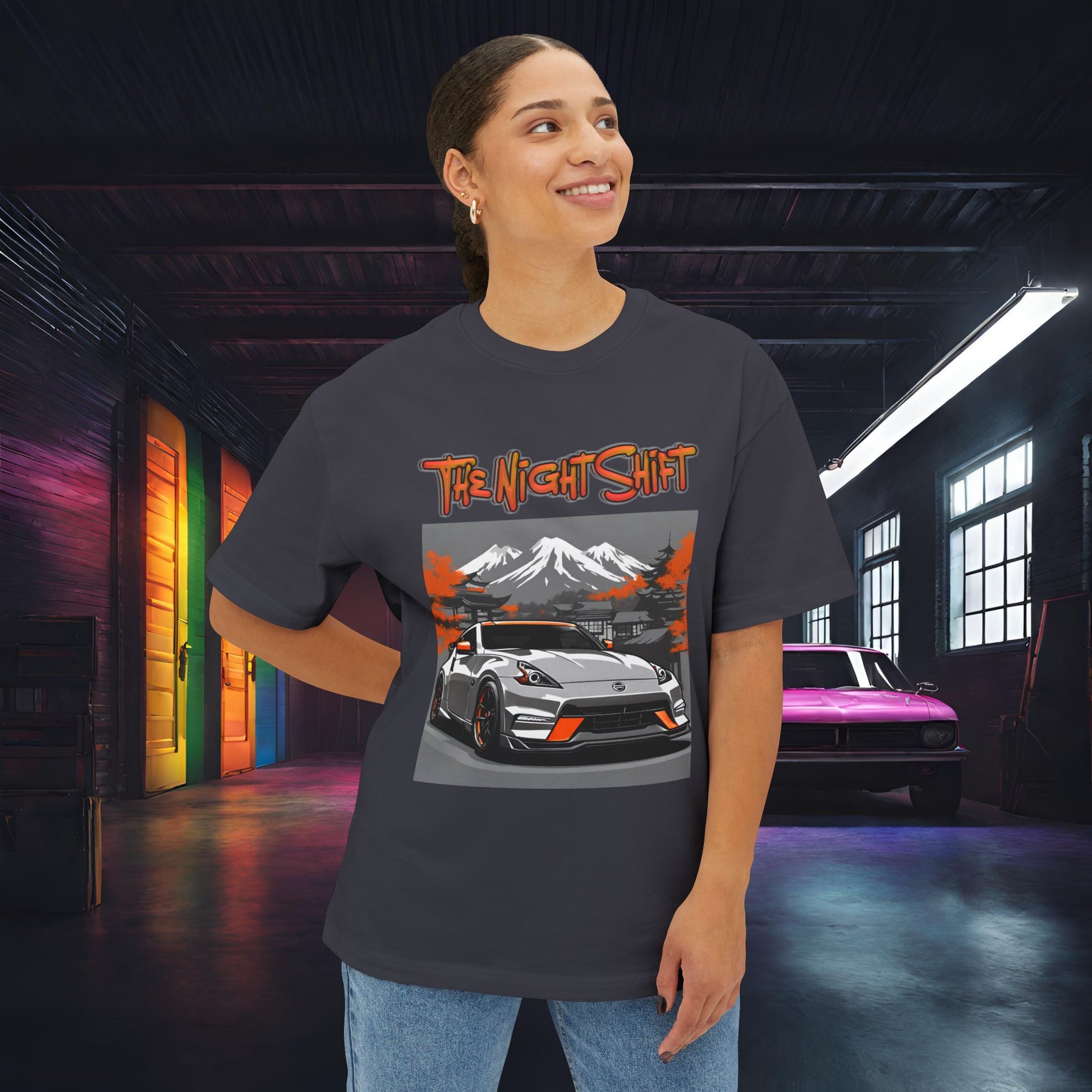 Nissan 370z Nismo- Premium, Ultra Soft Unisex Oversized Boxy Tee Printify by The Night Shift Automotive Apparel