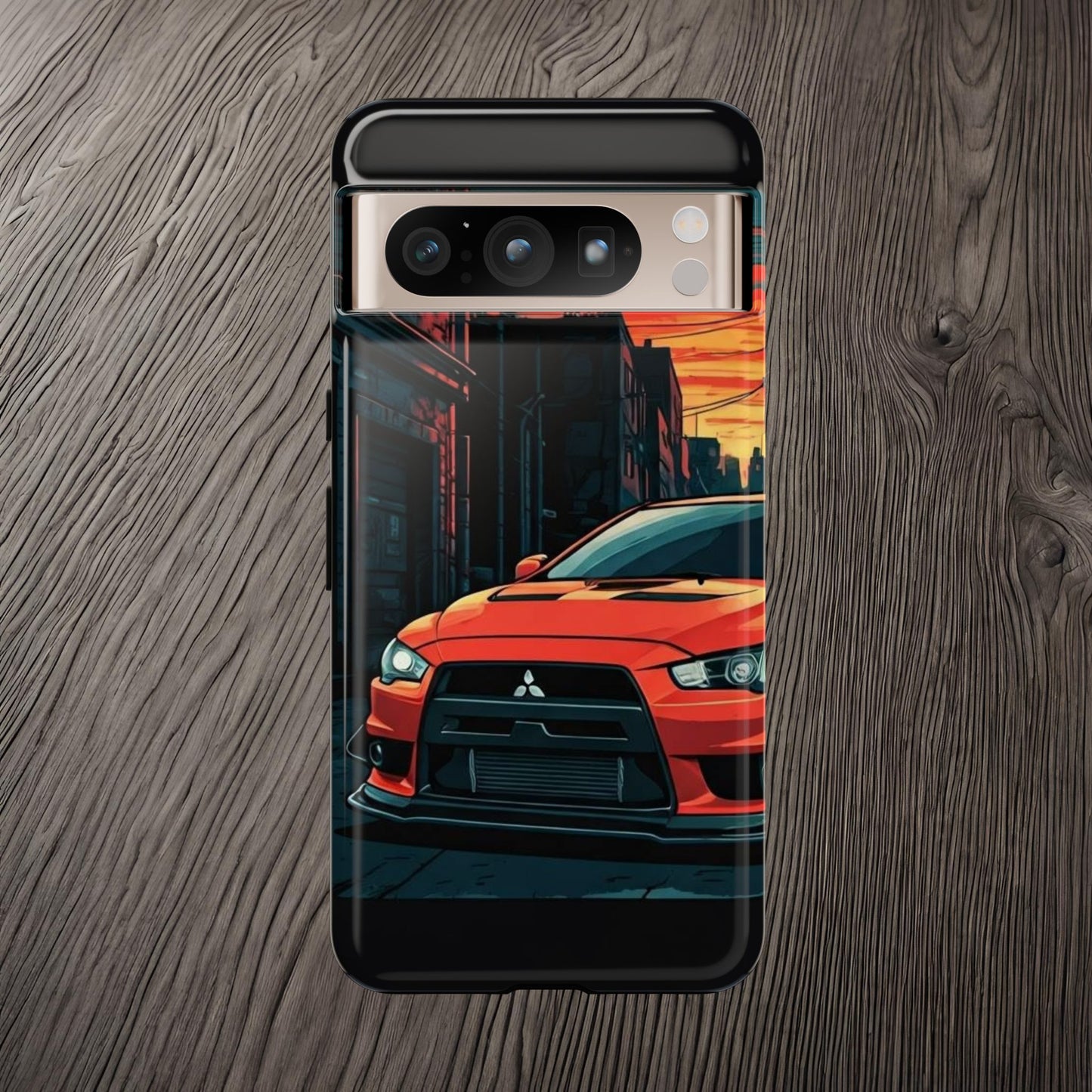 Mitsubishi Evo X Street Life-Dual Layer Ultra Tough Phone Case Google Pixel 8 Pro Glossy Printify by The Night Shift Automotive Apparel