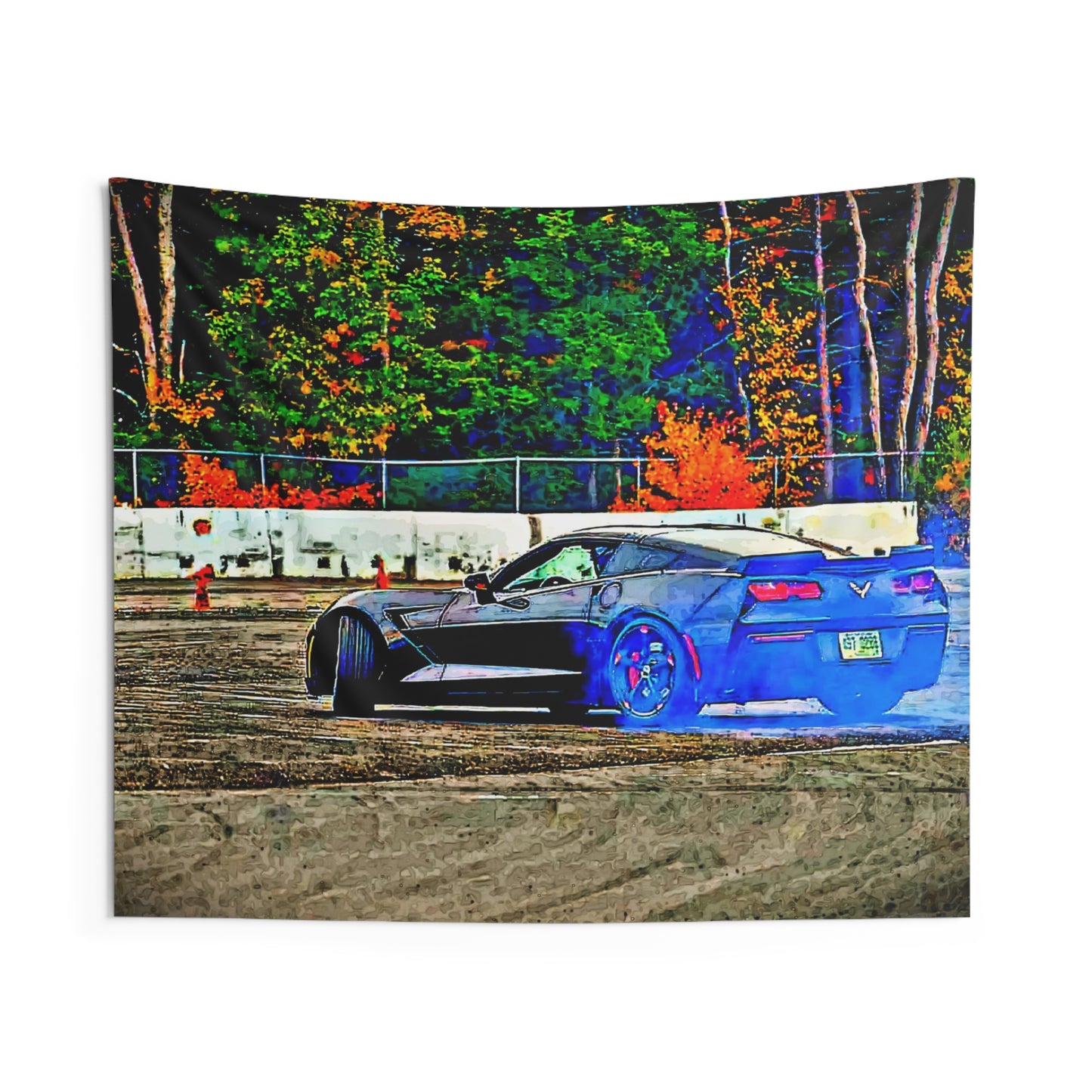 C7 Chevy Corvette Indoor Wall Tapestries - Shop Banner 60" × 50" Printify by The Night Shift Automotive Apparel