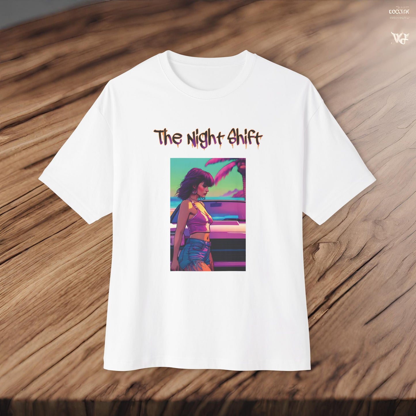 Summer Days Synthwave-Premium, Ultra Soft Unisex Oversized Boxy Tee Printify by The Night Shift Automotive Apparel
