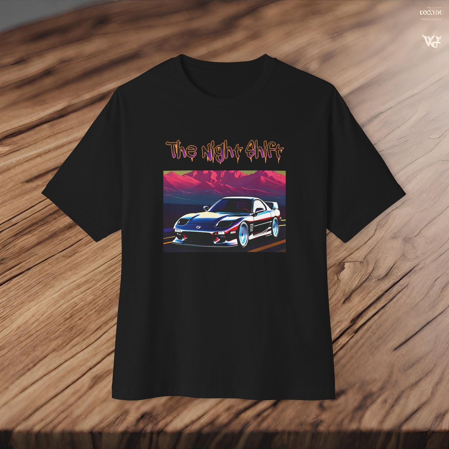 Mazda RX7 Cruising-Premium, Ultra Soft Unisex Oversized Boxy Tee Printify by The Night Shift Automotive Apparel
