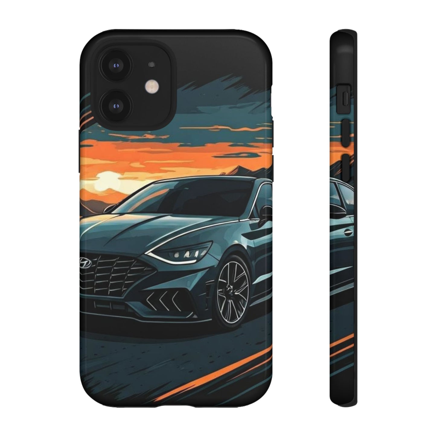 Hyundai Sonata-Sunset Drive-Dual Layer Ultra Tough Phone Case iPhone 12 Glossy Printify by The Night Shift Automotive Apparel
