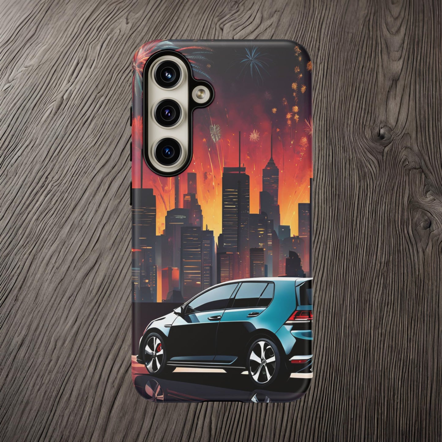 Volkswagon Golf GTI Fireworks-Dual Layer Ultra Tough Phone Case Samsung Galaxy S24 Matte Printify by The Night Shift Automotive Apparel