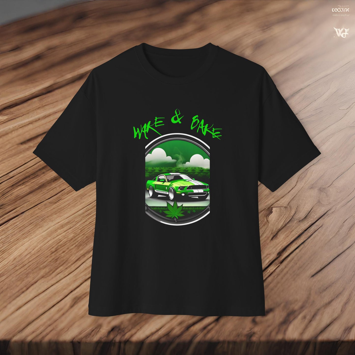 Wake And Bake-Premium, Ultra Soft Unisex Oversized Boxy Tee Printify by The Night Shift Automotive Apparel