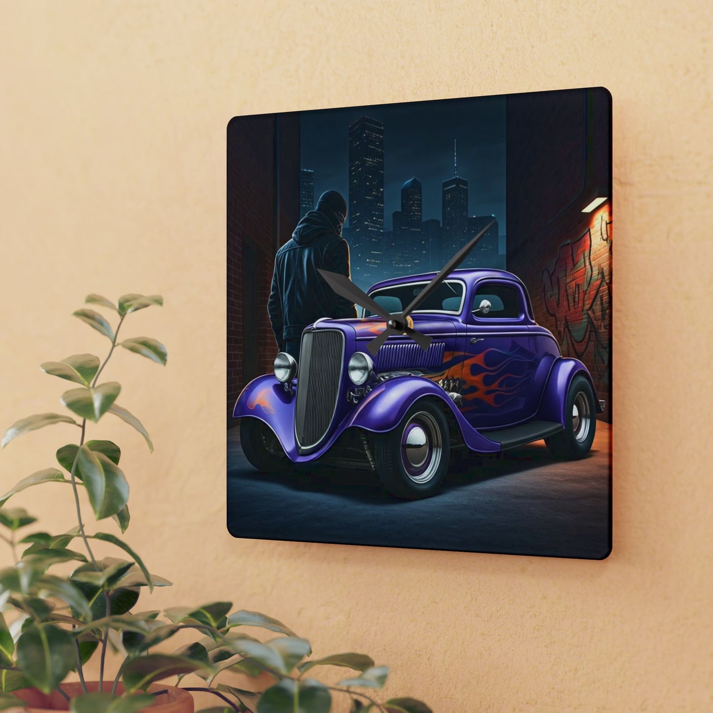 1930's Turtle Back 3 Window Coupe Street Life-Acrylic Wall Clock
