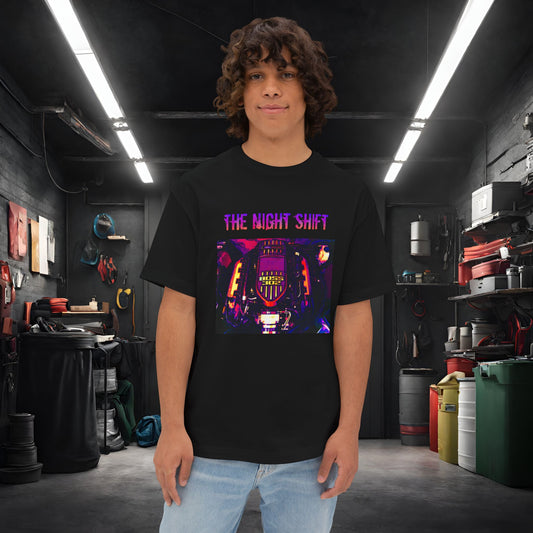 Coyote Boss 302 Synthwave-Premium, Ultra Soft Unisex Oversized Boxy Tee Black Printify by The Night Shift Automotive Apparel