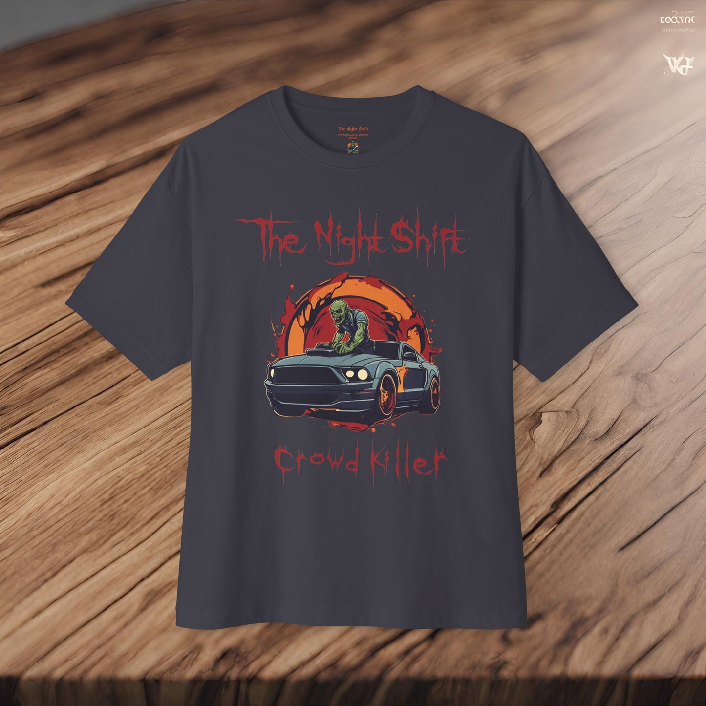 Crowd Killer Zombie Mustang-Premium, Ultra Soft Unisex Oversized Boxy Tee Printify by The Night Shift Automotive Apparel