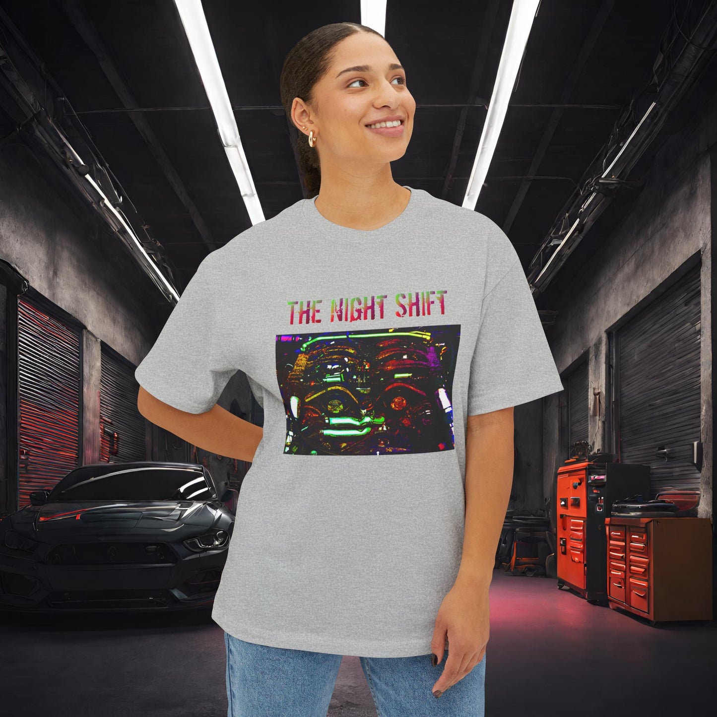 VG30DETT Synthwave-Premium, Ultra Soft Unisex Oversized Boxy Tee Printify by The Night Shift Automotive Apparel