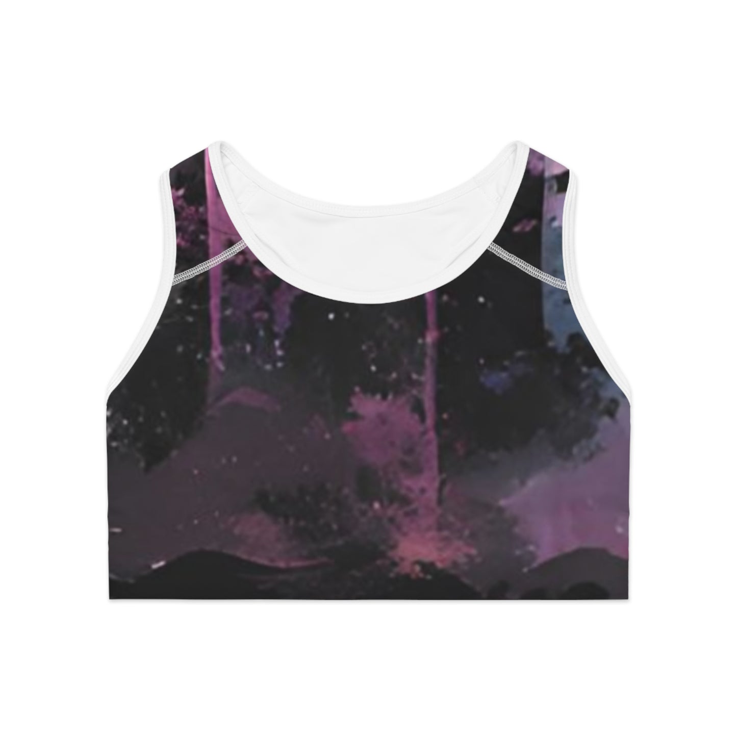 Women's Sports Bra White stitching Printify by The Night Shift Automotive Apparel