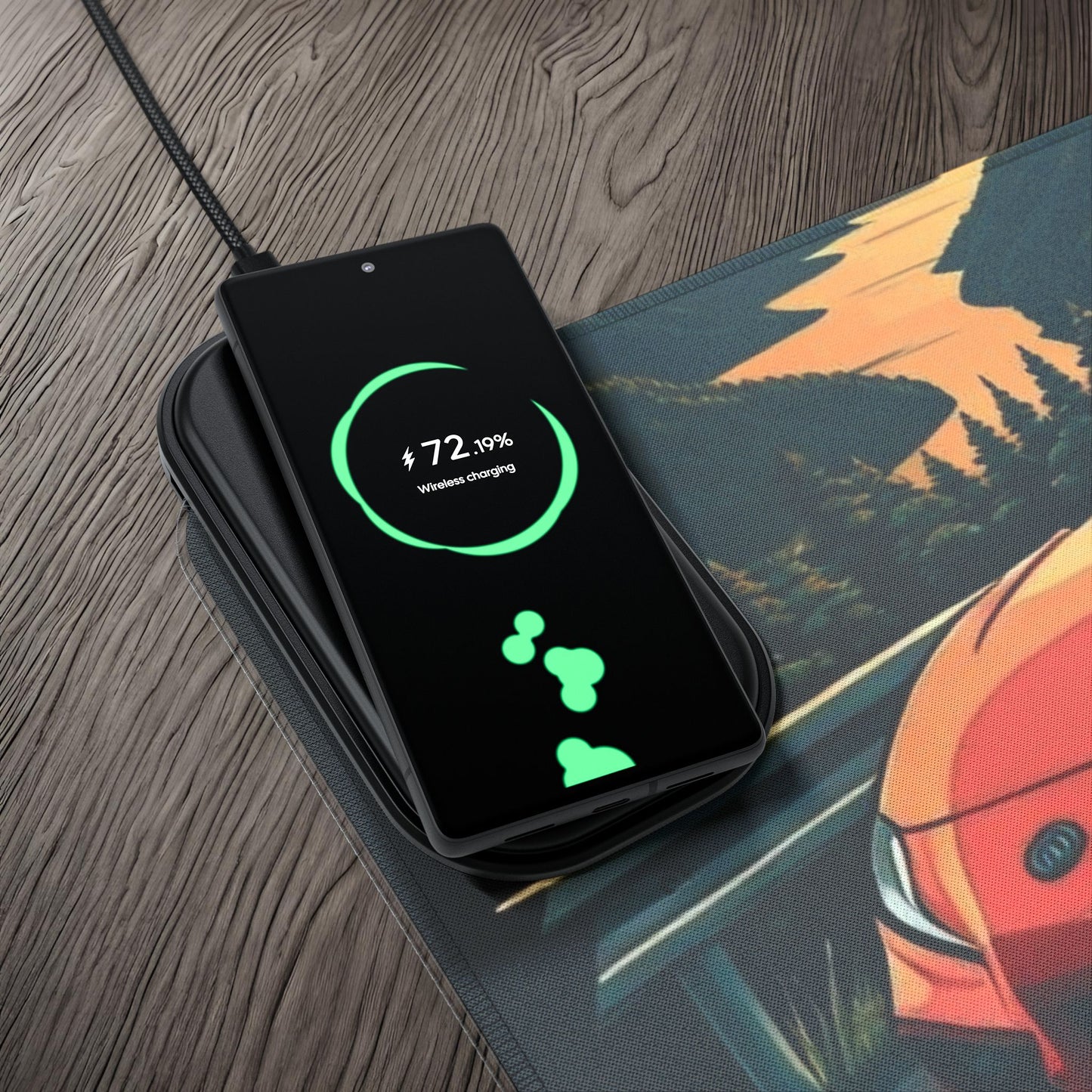 Toyota Supra MK-V Mountain Drive-LED Gaming Mouse Pad with Wireless Charging Printify by The Night Shift Automotive Apparel