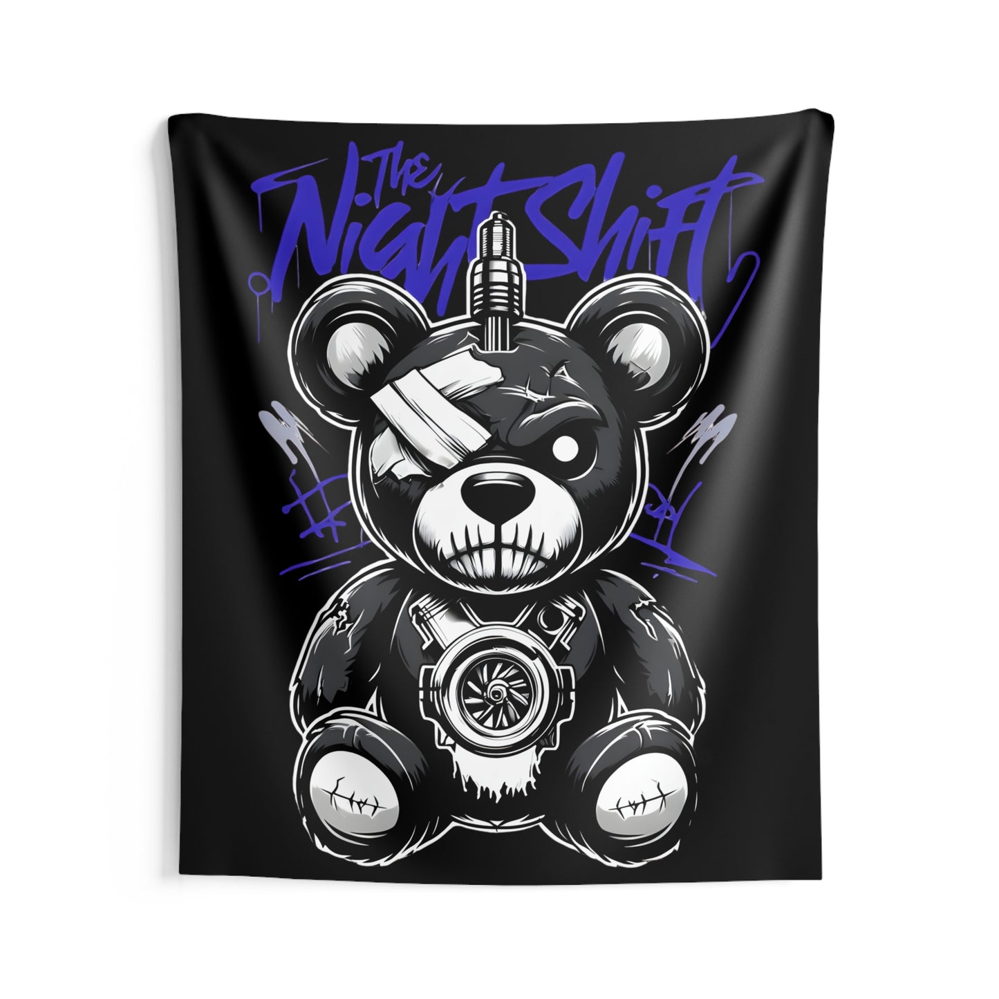 Tattered Teddy Indoor Wall Tapestries - Shop Banner 68" × 80" Printify by The Night Shift Automotive Apparel