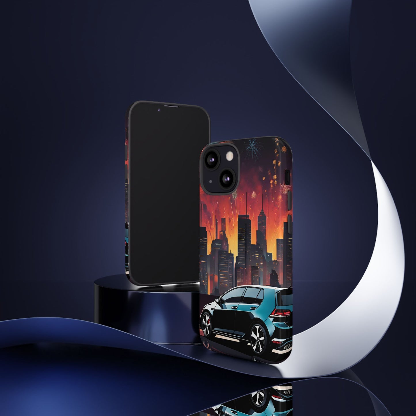 Volkswagon Golf GTI Fireworks-Dual Layer Ultra Tough Phone Case iPhone 13 Mini Glossy Printify by The Night Shift Automotive Apparel