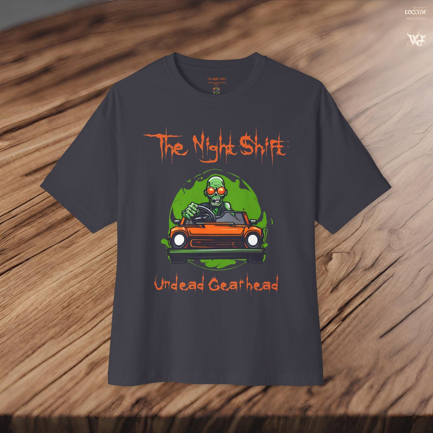 Undead Gearhead Zombie-Premium, Ultra Soft Unisex Oversized Boxy Tee Printify by The Night Shift Automotive Apparel