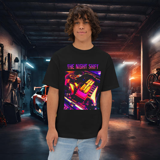 Barra Synthwave--Premium, Ultra Soft Unisex Oversized Boxy Tee Black Printify by The Night Shift Automotive Apparel