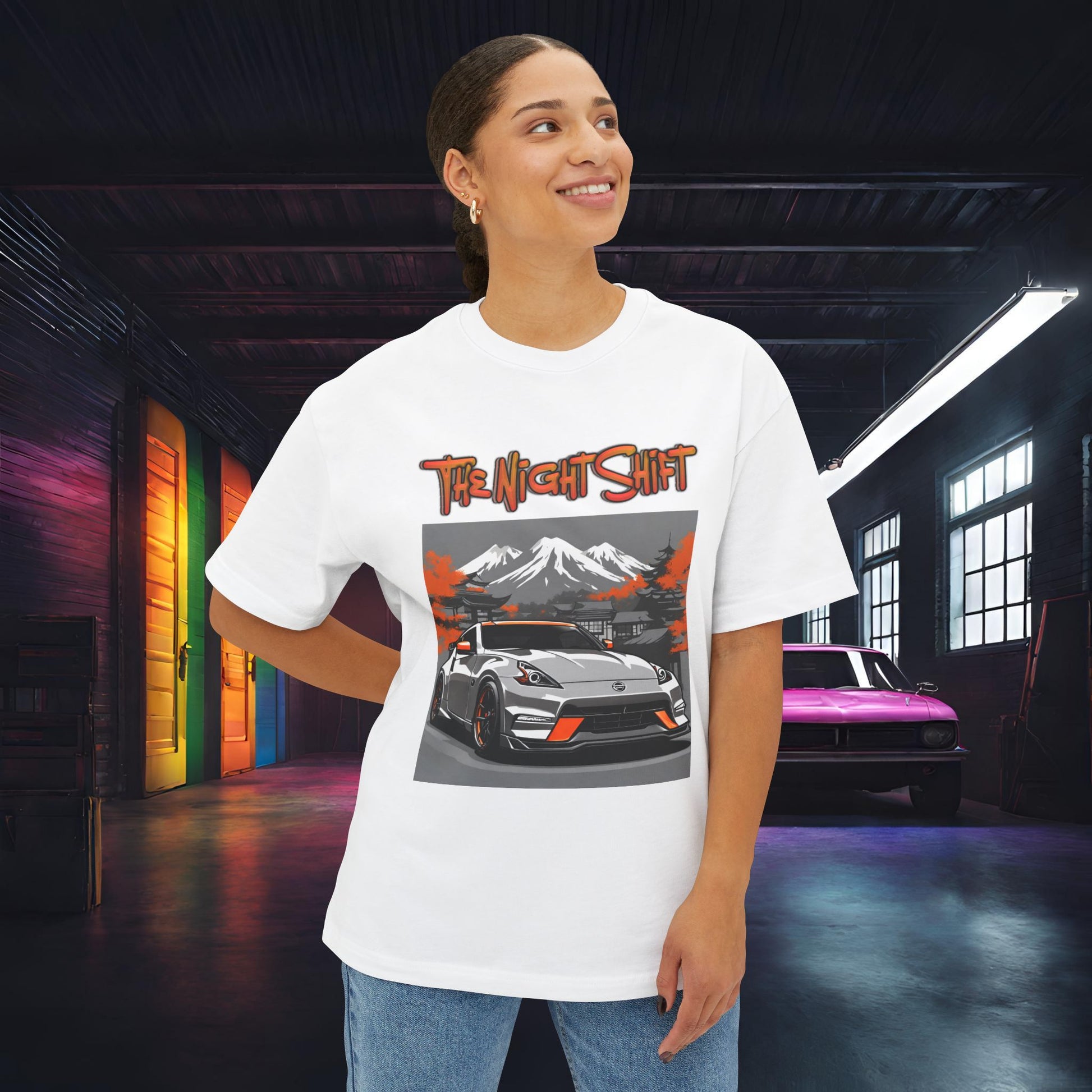 Nissan 370z Nismo- Premium, Ultra Soft Unisex Oversized Boxy Tee Printify by The Night Shift Automotive Apparel